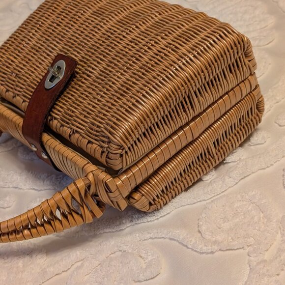 VINTAGE Mantessa 1960s dual sided purse - straw wicker handbag - Golden Girls - Picture 3 of 16